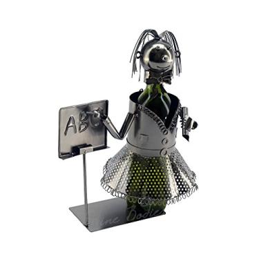 Imagem de WINE BODIES Suporte de garrafa de vinho de metal Lady Teacher, Carvão