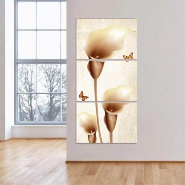 Imagem de Quadro Flor Copo De Leite Borboletas Arte Para Sala Corredor