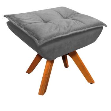 Imagem de Puff Decorativo Sala de Estar Base Giratória Giromad Opla Suede Grafite - Ibiza