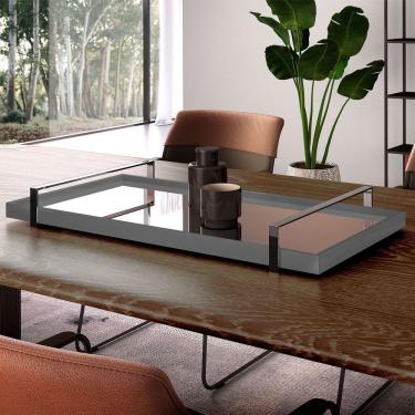 Imagem de Bandeja Decorativa Espelhada Alça Cromada Larflex Concreto
