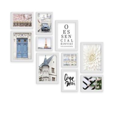 Imagem de Kit 10 Quadros Moldura Branca O Essencial Classico