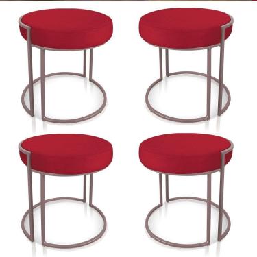 Imagem de Kit 4 Puffs Love Suede Base Rose Vermelho