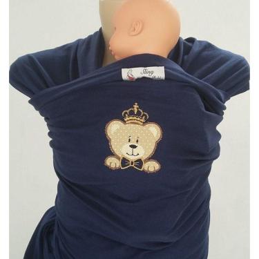 Imagem de Wrap Sling Bordado Tema Ursinho cor Azul Marinho