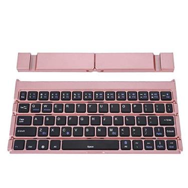 Imagem de Teclado sem fio dobrável, teclado dobrável ergonômico sem fio BT3.0 portátil ultrafino com teclas FN + C para tablet PC (ouro rosa)