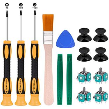 Imagem de Rgeek – Kit de reparo de chave de fenda T6 T8 T10 para controle Xbox One – Inclui 4 peças de adesivo de joystick analógico 3D para controle Xbox One + 4 tampas de polegar