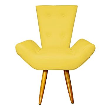 Imagem de Poltrona Decorativa Emília Barca Pés Palito Suede Amarelo - DS Estofados