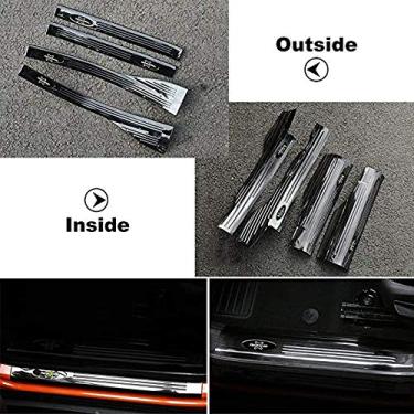Imagem de 8 peças serve para Jeep Renegade 2015-2021 aço inoxidável soleira da porta externa moldes protetores protetores - preto