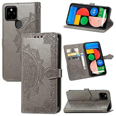 Imagem de YUNCHAO Caixa de telefone Para o Google Pixel 5A Mandala Flor Flor Flip Caso Flip Horizontal com suporte/cartolina/carteira/cordão capa para celular