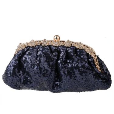 Imagem de Bolsa feminina bolsas bolsas de mão lantejoulas caixa clutch bolsa feminina corrente de casamento bolsa de ombro, Azul, M