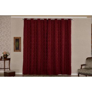Imagem de Cortina Sala Jacquard Tecido Semi Blackout Bordo 4,00X2,50