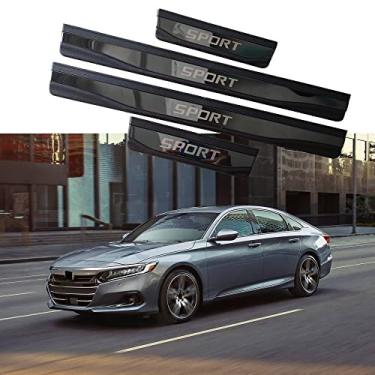 Imagem de GZBFTDH Protetor de entrada de porta de carro, para acessórios de passaporte Honda Accord Pilot Insight, protetor de peitoril automático de aço inoxidável painéis de chute placa de desgaste (passaporte 2019-2022)