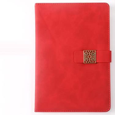 Imagem de A5 Caderno de Negócios Agenda Registro Estilo Retro Fivela Magnética Papelaria Diário Memorando Minutas de Reunião Estudante Material Escolar, vermelho, 2 peças