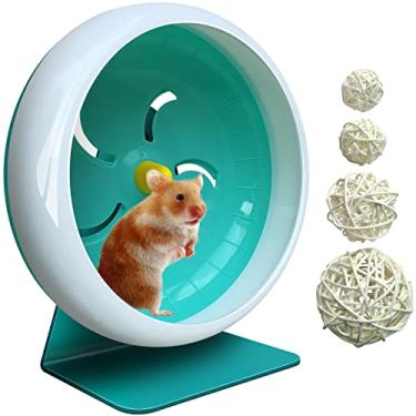 Imagem de lazYYzal Roda silenciosa para hamster, acessórios de roda de exercício de animais pequenos supersilenciosos, rodas de corrida silenciosas para hamsters, gerbos, ratos, animais de estimação pequenos,