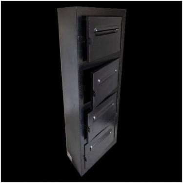 Imagem de Caixa Correio Frontal Chapa Aço Preta E Cadeado 4 Módulos