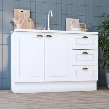 Imagem de Balcão 03 Gavetas 02 Portas 120cm Amy Branco Hp Branco Hp