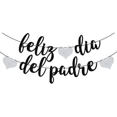 Imagem de Banner Feliz Día Del Padre, Decorações Feliz Dia dos Pais, Melhor Pai, Dia dos Pais, Festa de Aniversário Suprimento Preto Glitter