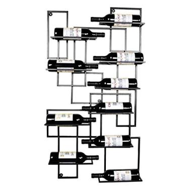 Imagem de LTLWSH Suporte para vinho de metal montado na parede comporta 10 garrafas de vinho, suporte para garrafa para restaurantes, bares, móveis diários de casa, etc, preto