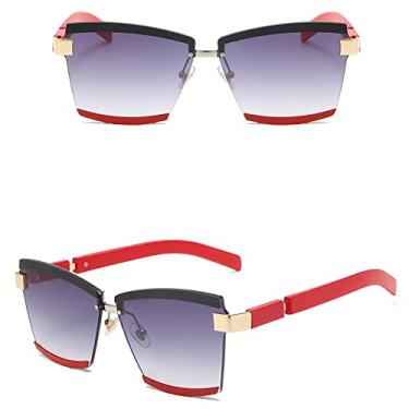 Imagem de Óculos de Sol Retângulo Sem Aro Feminino Retrô Grande Gradiente Preto Óculos de Sol Feminino Óculos Quadrados Sem Armação Óculos, 2, Tamanho Único