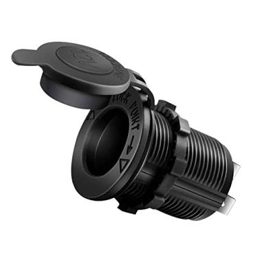 Imagem de Tomada de isqueiro de 12 V, tomada de tomada de tomada de carro de motocicleta para trator de barco, plugue à prova d'água preto