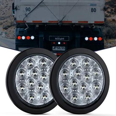 Imagem de Nilight 2 peças de luz traseira de LED redonda branca de 10 cm com plugues de ilhós de montagem em superfície, luzes traseiras para trailer, trailer, Jeep