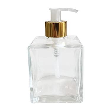 Imagem de Saboneteira Vidro Cube 250ml C/Bico De Pato (1 Peça) (Válvula Dourada)