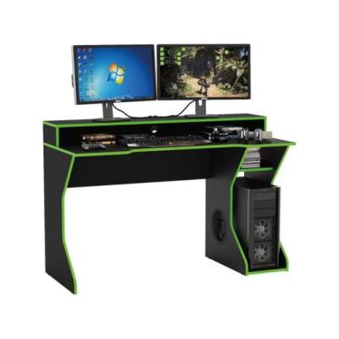 Imagem de Mesa Gamer Fremont Mdp Preto Uv Tex/ Borda Verde - Politorno