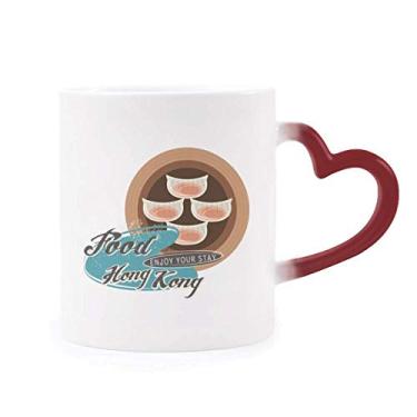 Imagem de Caneca Hong Kong Har Gow Dumplings sensível ao calor Caneca vermelha que muda de cor