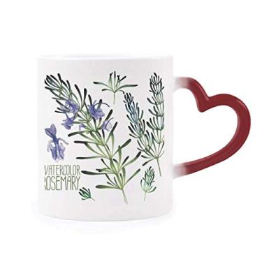Imagem de Caneca roxa lavanda flor aquarela planta sensível ao calor copo grés muda de cor vermelha