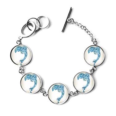 Imagem de Bracelete com pingente de golfinho oceano azul com pingente de corrente
