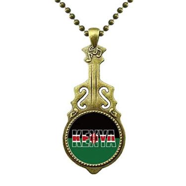 Imagem de DIYthinker Kenya Colar com nome da bandeira do país Art Déco, presente moderno, joia antiga com pingente de música