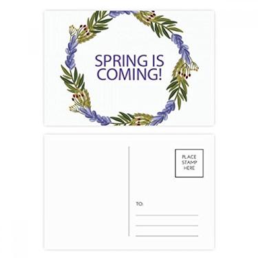 Imagem de Conjunto de cartão postal de flor azul guirlanda redonda Cartão de felicitações de aniversário