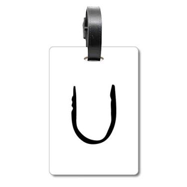 Imagem de Alfabeto grego Upsilon silhueta preta bolsa etiqueta bagagem cartão pendurado Scutcheon etiqueta