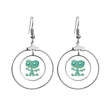 Imagem de Brincos alienígena verde monstro alienígena pendentes joia círculo gota