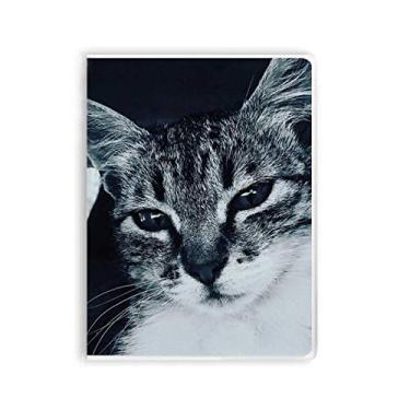 Imagem de Caderno para fotografia de gato cinza legal Animal Cool Goma Diário capa macia Diário