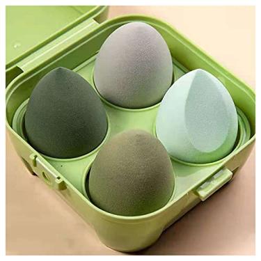 Imagem de 4 pacotes maquiagem esponja liquidificador em forma ovo base mistura 360°esponja beleza conjunto creme líquido Esponja de Maquiagem Blending Gota Chanfrada Facial de Limpeza
