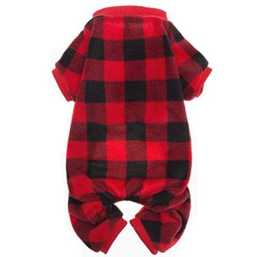 Imagem de SCENEREAL Pijama para cães xadrez vermelho roupas macias