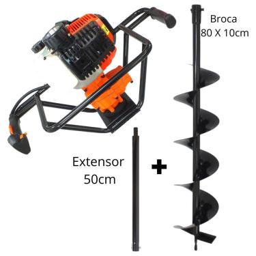 Imagem de Perfurador de Solo Vulcan VPS520 2T 52cc 2,5hp Acompanha Broca 80x10cm com Pino Trava + Extensor de 50cm Ideal Para Colocações de Mourões e Palanques