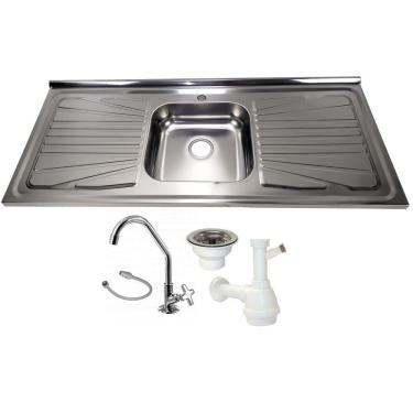 Imagem de Pia Inox Fabrinox PS1200 120x52cm, cuba central, kit completo