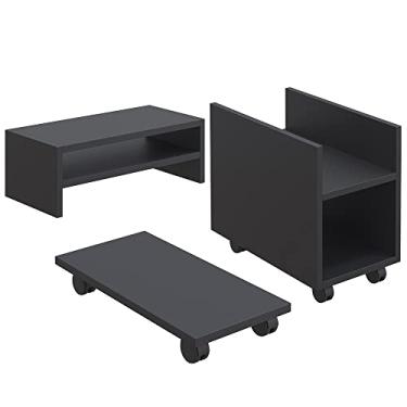 Imagem de Kit Suporte Para Cpu Nobreak Guide Cyber e Suporte De Monitor Stand Lap L03 Preto - Lyam Decor