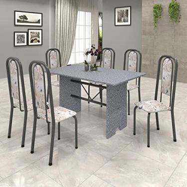Imagem de Conjunto de Mesa 140x75cm Tampo Granito com 6 Cadeiras Lavínea Soma Móveis