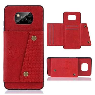 Imagem de Para Xiaomi Poco X3 Pro Case Couro Magnético Titular Carteira Casos Para Poko Poxo Pocco Little X 3 NFC X3Pro Slot para Cartão Capa Traseira, vermelho, para POCO X3 NFC