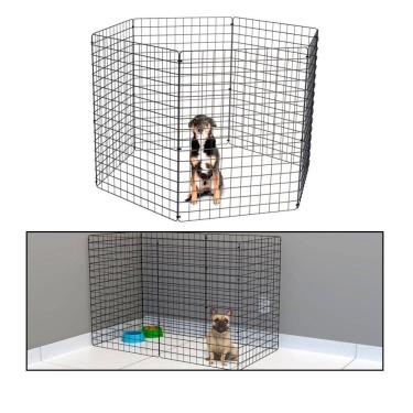Imagem de Cercado Móvel para Cachorro Coelho 6 Telas 80cm Altura Cercadinho Pet para Adestrar Filhotes Preto