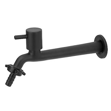 Imagem de Torneira Tanque/jardim Reta Preto/Black C/bico Parede 22cm