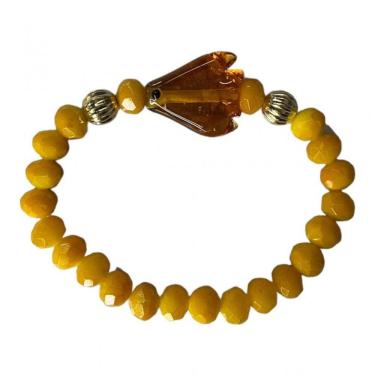 Imagem de Pulseira Oxum Firma Peixe Amarelo Cristal e Silicone