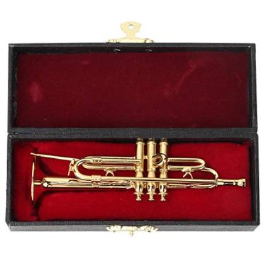 Imagem de Modelo de trompete em miniatura, mini trompete dourado delicado, ornamento para decoração de casa, ornamentos para amantes de música