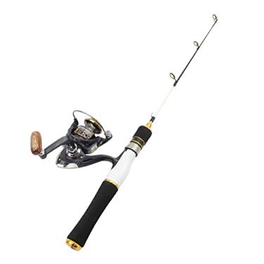 Imagem de Varas de Pesca 58cm Carretel de Vara de Pesca de Inverno Combos Carbono Spinning Vara de Pesca no Gelo e Carretel Conjunto de Carretel para Iniciante Vara de Pesca Telescópica (Cor: Carretel de Vara Branco, Tamanho: 58cm)