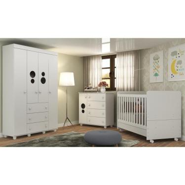 Imagem de Quarto Completo com Berço 3x1 com Rodízios Multimóveis Pimpolho FG3011 Branco