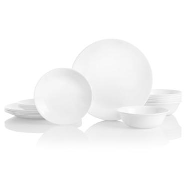 Imagem de Jogo de pratos Corelle Vitrelle, 18 peças, branco