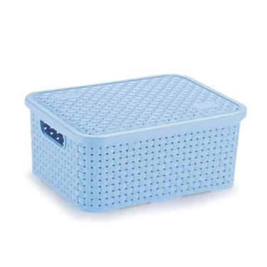 Imagem de Nitronplast Rattan Cesto Organizador, Plástico, Azul Baby, P, 1 Unidade