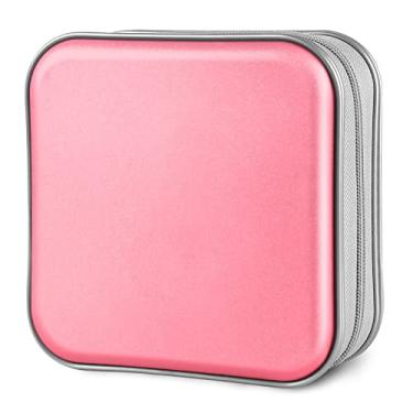 Imagem de Siveit Estojo de CD/DVD com capacidade 40 compartimentos portáteis com zíper para CD carteira de plástico rígido DVDs organizador de fichário para carro em casa escritório viagem (capacidade 40, rosa claro)